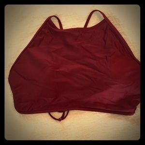 Burgundy hi-neck Aerie top👙👙